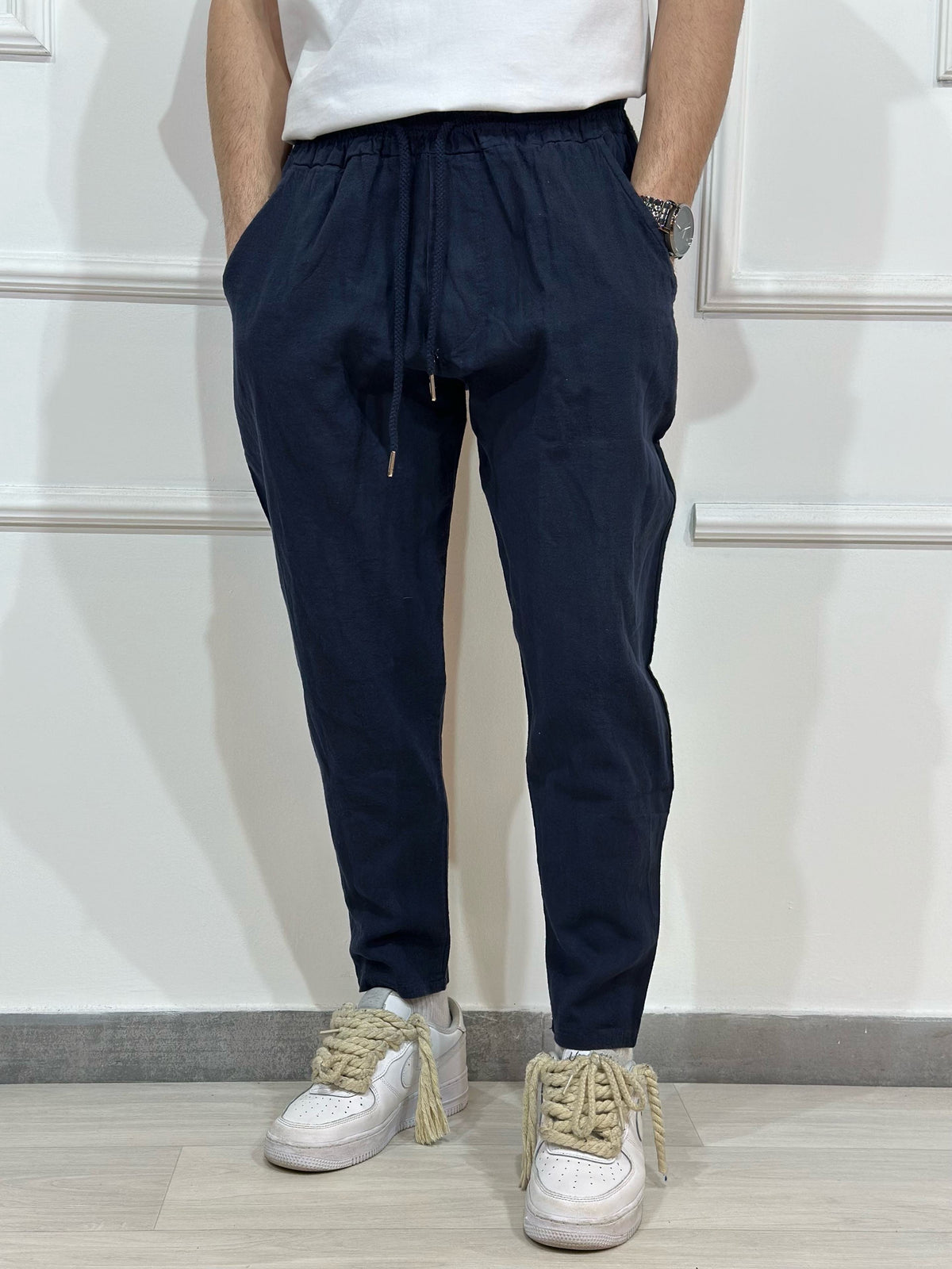 PANTALACCIO LINO BLU