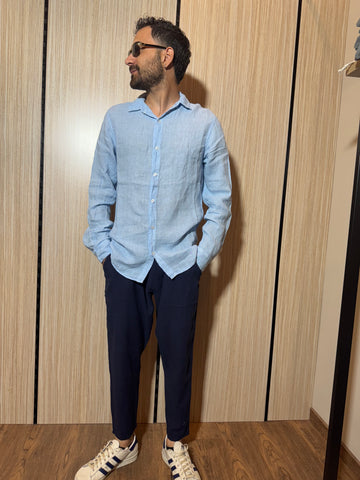 CAMICIA LINO BLU