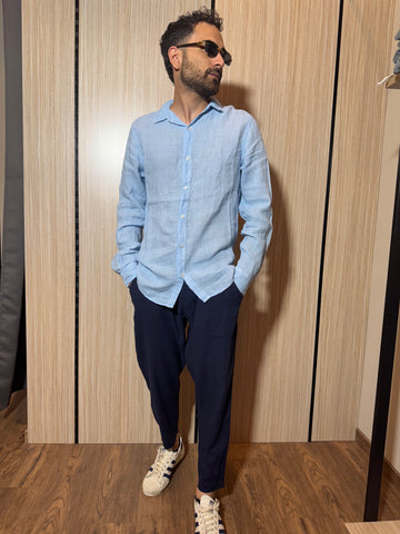 CAMICIA LINO BLU