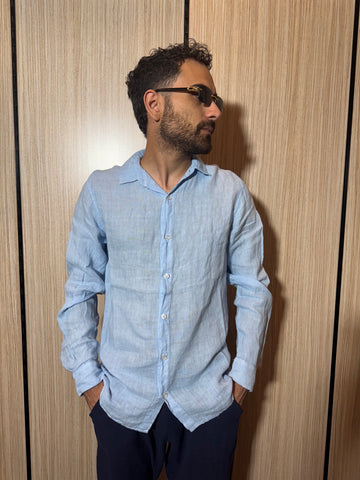 CAMICIA LINO BLU